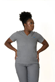 Heather Gray  V-Neck  Top (Unisex)