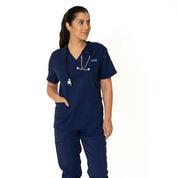 Navy Blue V-Neck Top (Unisex)